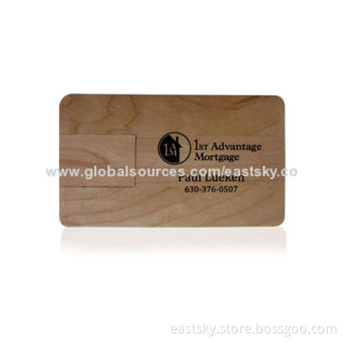 Wooden Business Card USB with Deft Configuration, Shockproof and Moisture-proof